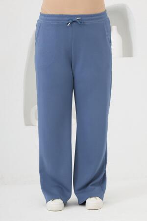 Bel Bağcıklı Büyük Beden Eşofman İndigo - RMG