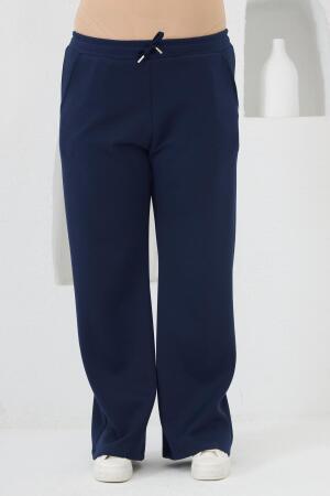 Bel Bağcıklı Büyük Beden Eşofman Lacivert - RMG