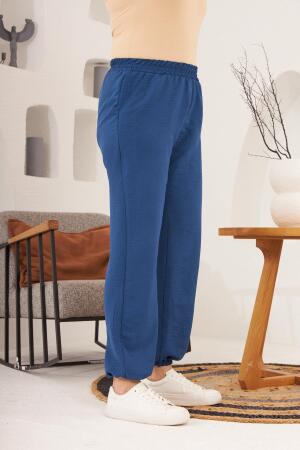 Bel ve Paça Lastikli Aerobin Büyük Beden Lacivert Pantolon - RMG (1)