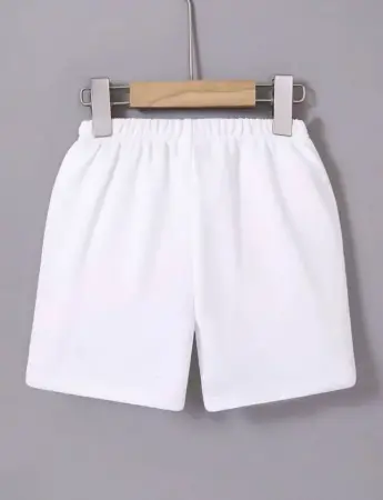 Beli Lastikli Baskılı Mini Şort - Beyaz - 2