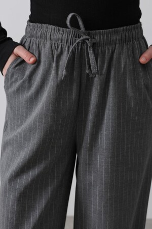 Beli Lastikli Bol Paça Pantolon - Antrasit - 4