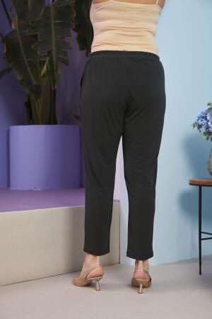 Beli Lastikli Boru Paça Büyük Beden Haki Pantolon - 4