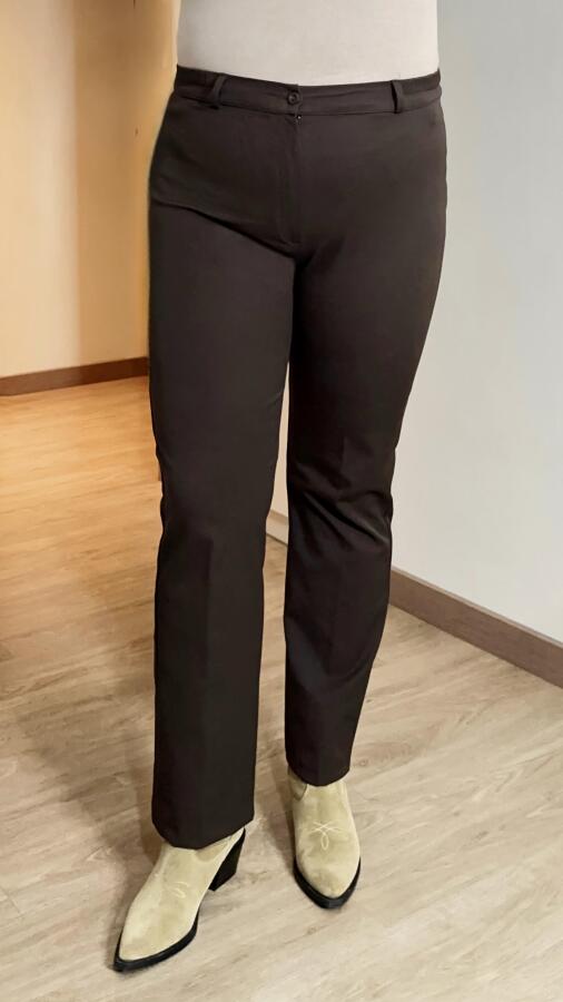 Beli Lastikli Büyük Beden Gabardin Geniş Paça Pantolon Kahve - 1