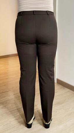 Beli Lastikli Büyük Beden Gabardin Geniş Paça Pantolon Kahve - 4