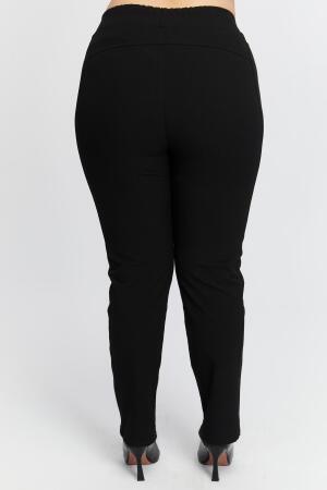 Beli Lastikli Büyük Beden Kışlık Pamuk Pantolon Siyah - 6