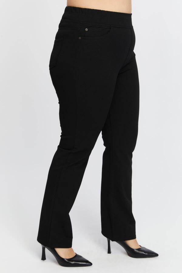 Beli Lastikli Büyük Beden Kışlık Siyah Pantolon - 2