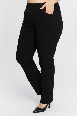 Beli Lastikli Büyük Beden Kışlık Siyah Pantolon - 4