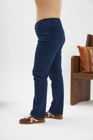 Beli Lastikli Büyük Beden Kot Pantolon Mavi - RMG (1)