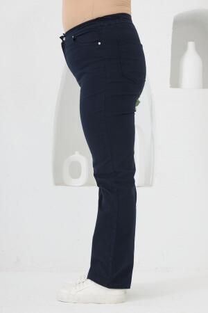 Beli Lastikli Büyük Beden Lacivert Pamuk Pantolon - RMG (1)