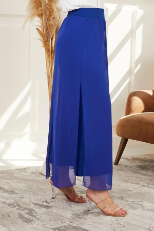 Beli Lastikli Büyük Beden Saks Şifon Pantolon - 3