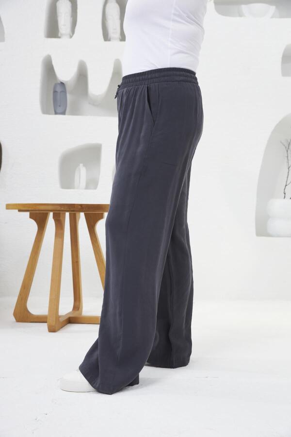 Beli Lastikli Geniş Paça Büyük Beden Pantolon Füme - 2