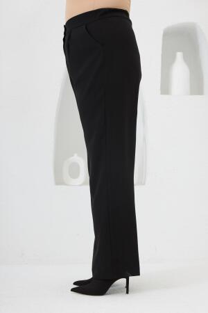 Beli Lastikli Geniş Paça Büyük Beden Pantolon Siyah - RMG (1)