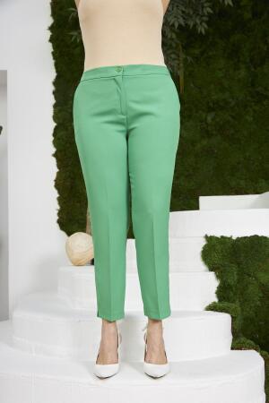 Beli Lastikli Paça Yırtmaç Detaylı Büyük Beden Benetton Kumaş Pantolon - RMG
