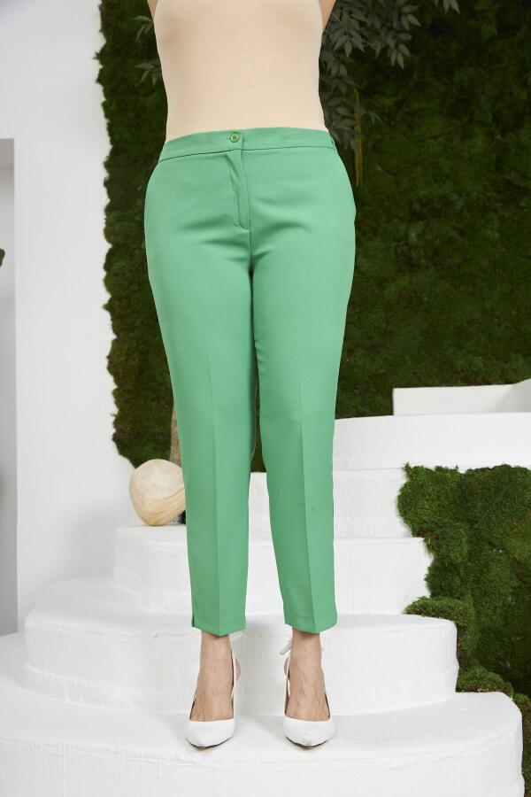 Beli Lastikli Paça Yırtmaç Detaylı Büyük Beden Benetton Kumaş Pantolon - 1