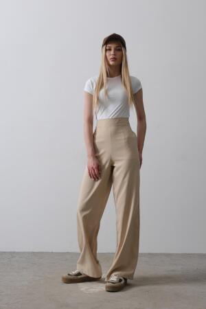 Beli Yarım Lastikli Palazzo Pantolon - Camel - 3