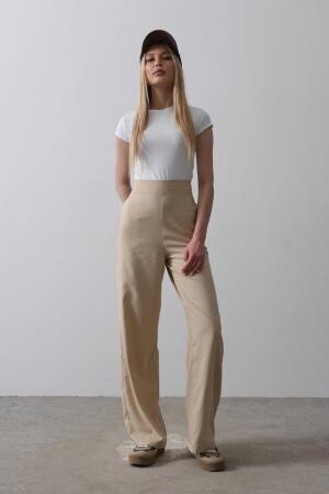Beli Yarım Lastikli Palazzo Pantolon - Camel - 4