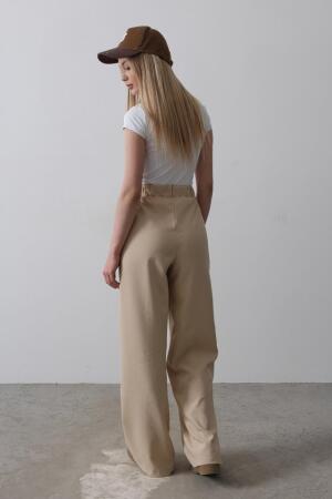 Beli Yarım Lastikli Palazzo Pantolon - Camel - 5