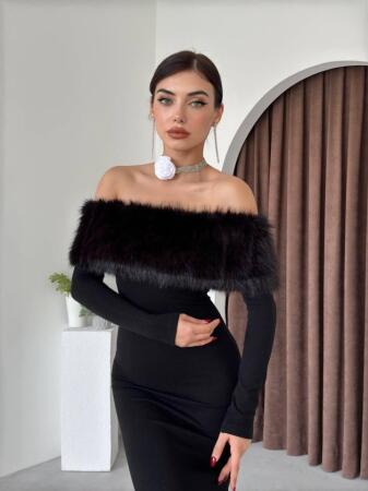 Bestia Straplez Tüy Detaylı Elbise - 3