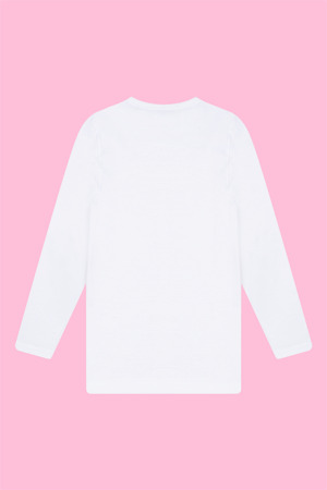 Beyaz 2'li Kız Çocuk Tişört Uzun Kollu %100 Pamuk Ribana - 3