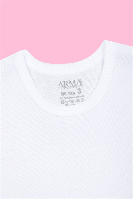 Beyaz 2'li Kız Çocuk Tişört Uzun Kollu %100 Pamuk Ribana - 4