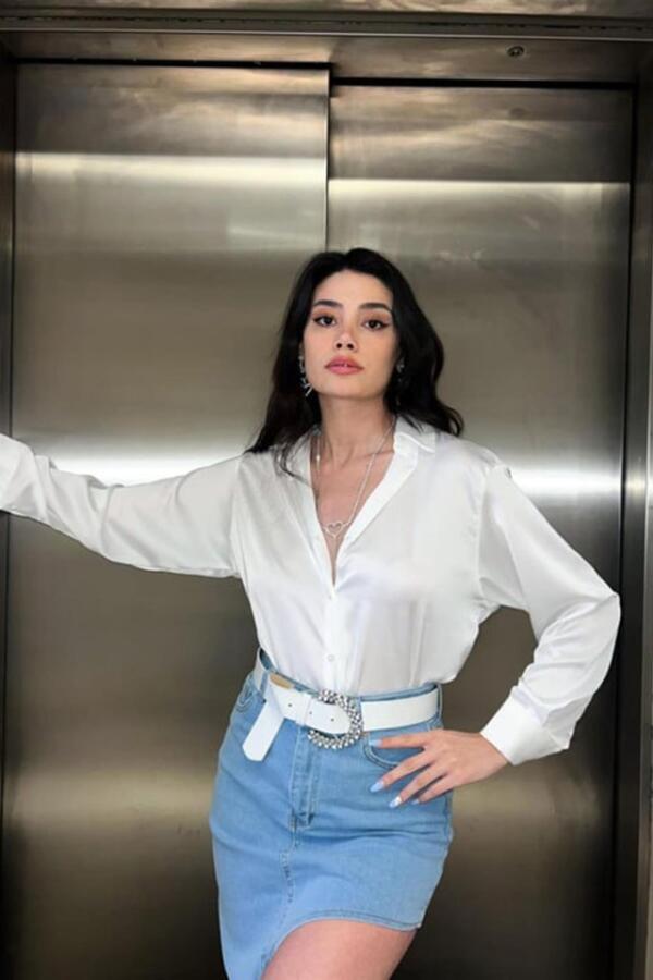 Beyaz Saten Gömlek - 1
