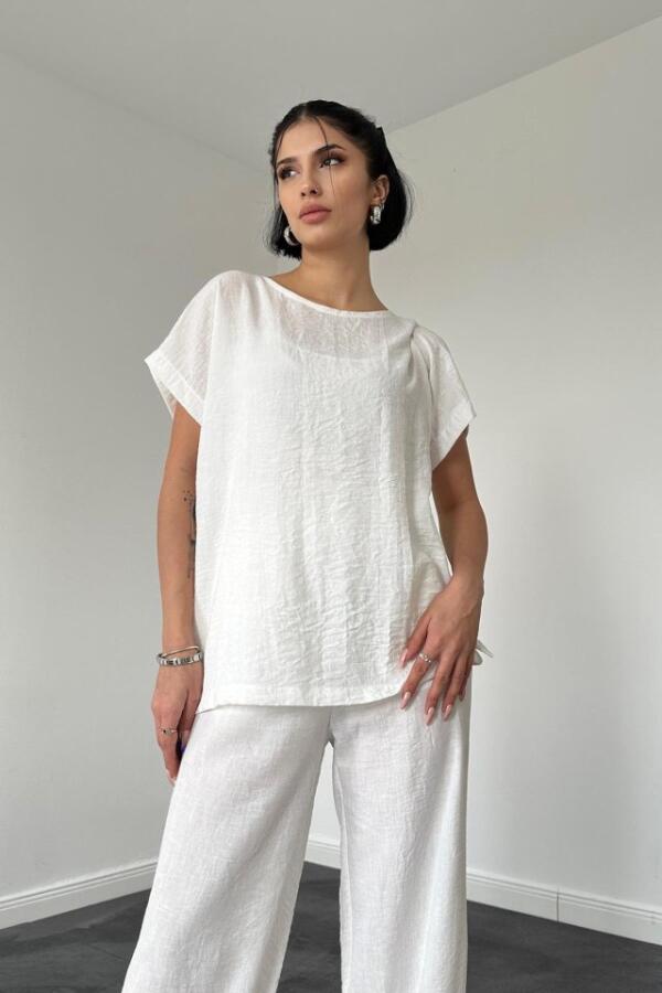Beyaz T-Shirt Ve Pantolon Takım - 2