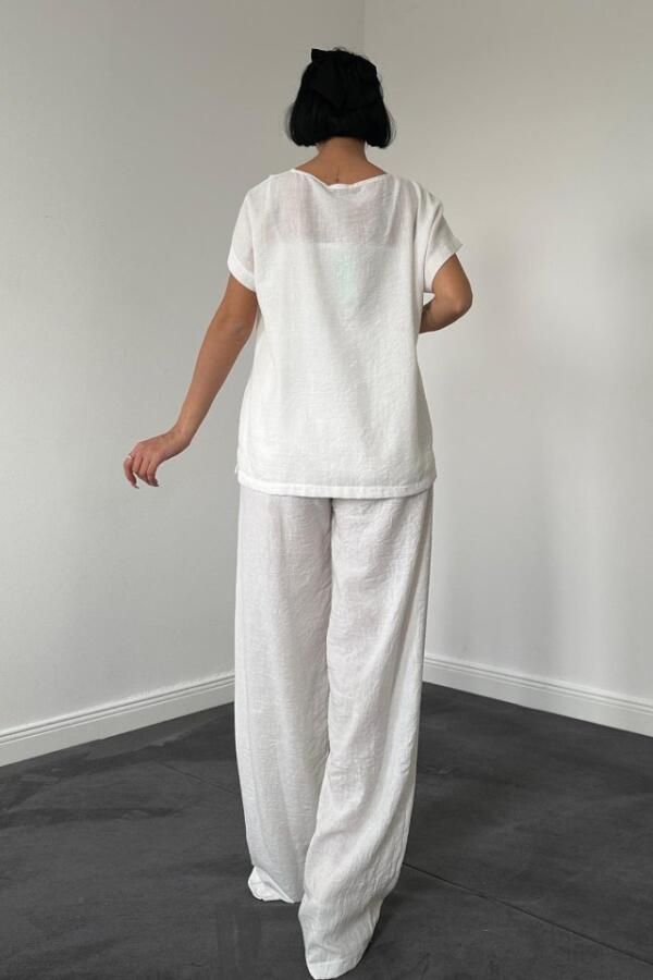 Beyaz T-Shirt Ve Pantolon Takım - 3