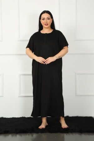 Angelino Big Dantelli Kısa Kol Siyah Anne Gecelik 1348 - 1