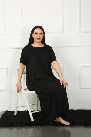 Angelino Big Dantelli Kısa Kol Siyah Anne Gecelik 1348 - 2