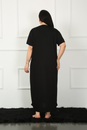 Angelino Big Dantelli Kısa Kol Siyah Anne Gecelik 1348 - 6