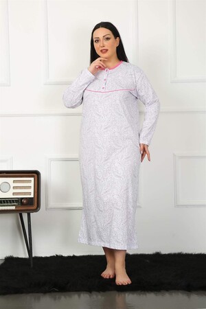 Big Long Sleeve Fuchsia Mother Nightgown 1359 - 1