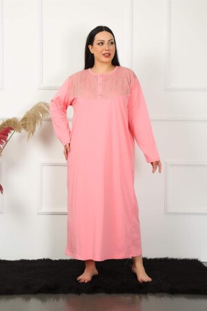 Long Sleeve Lace Salmon Mother Nightgown 1355 - 2