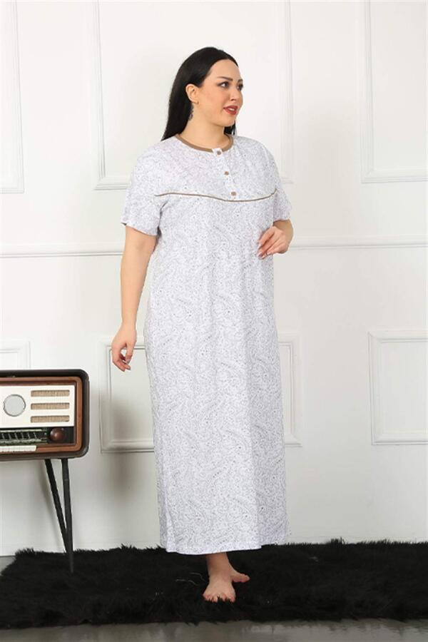 Short Sleeve Brown Mother Nightgown 1353 - 3