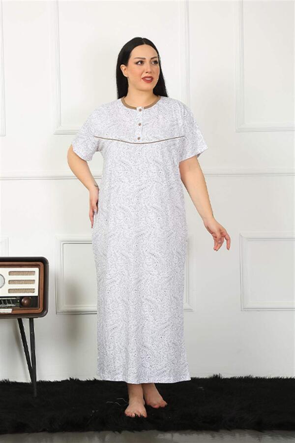 Short Sleeve Brown Mother Nightgown 1353 - 4