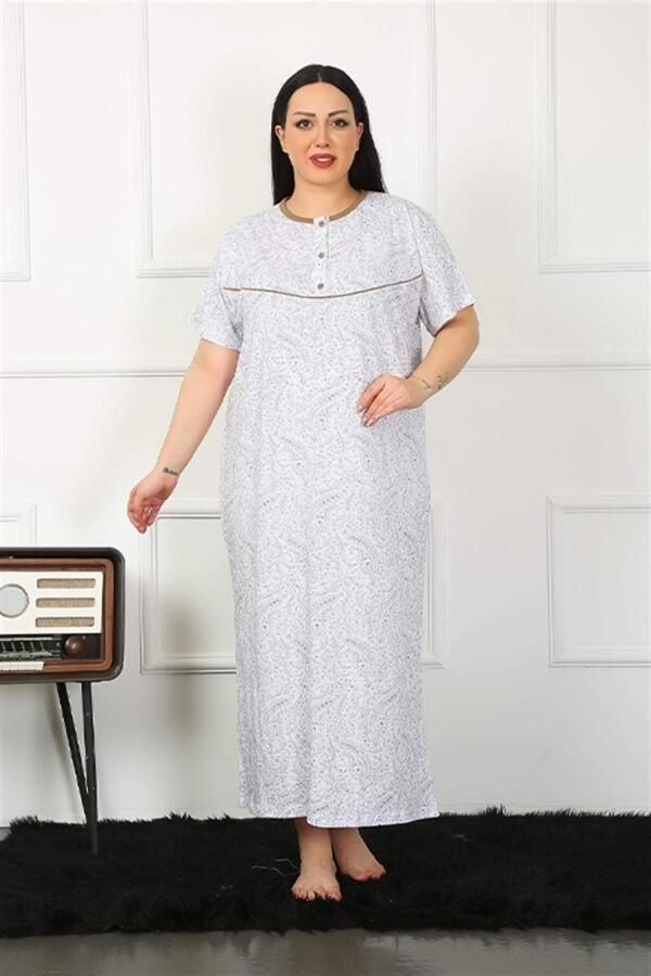 Short Sleeve Brown Mother Nightgown 1353 - 5