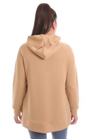 Plus Size Hooded Camel Sweat with Pockets - 5