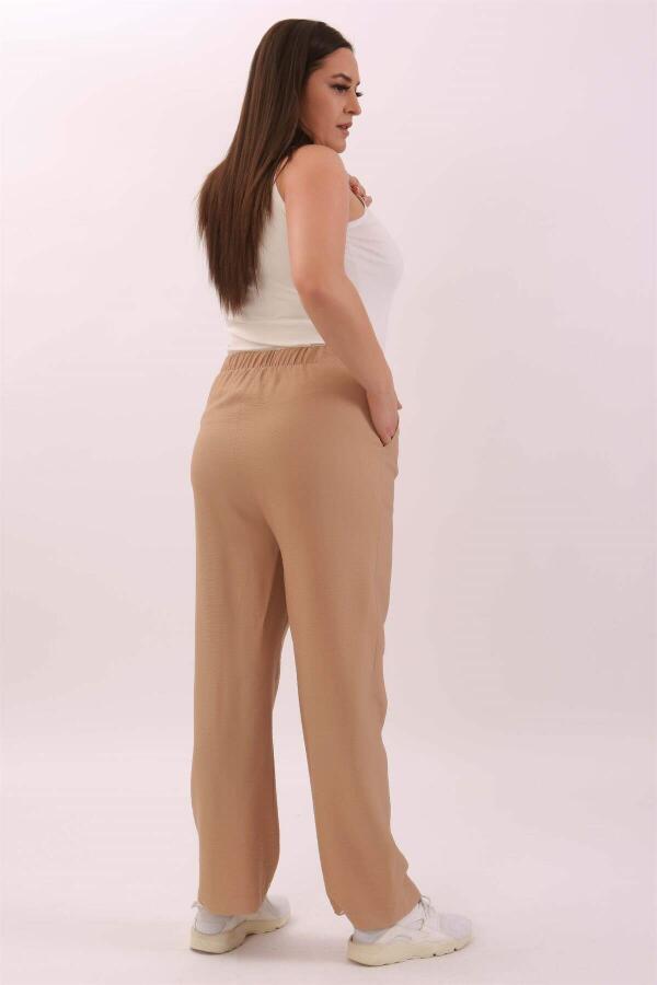 Plus Size Linen Beige Trousers - 16