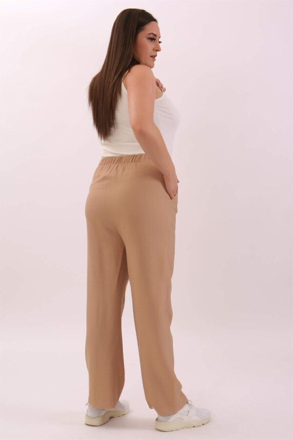 Plus Size Linen Beige Trousers - 17