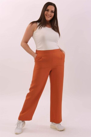 Plus Size Linen Cinnamon Trousers - 3