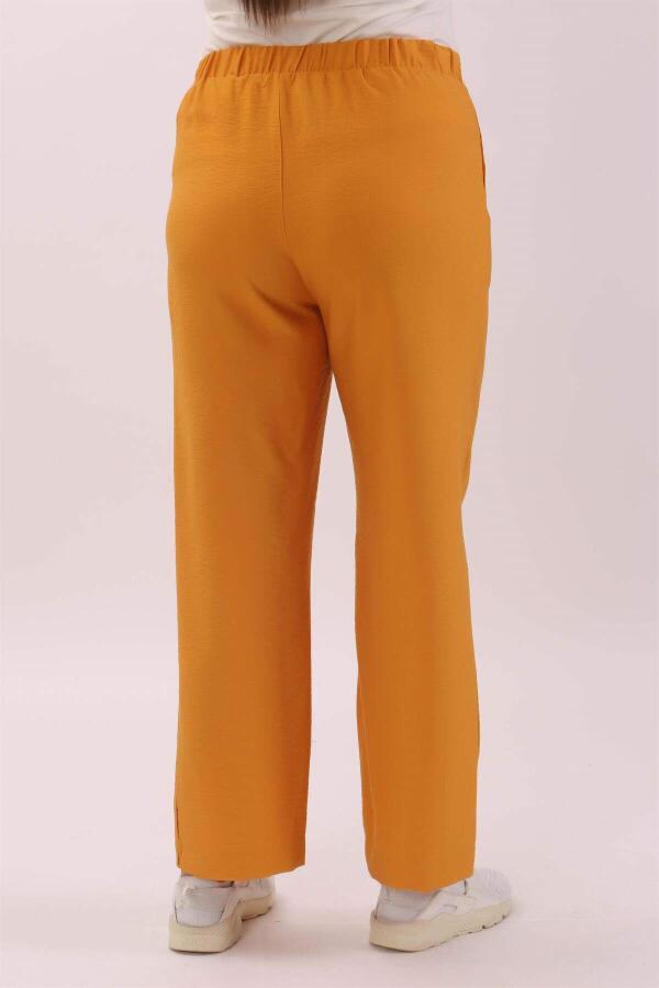 Plus Size Linen Mustard Trousers - 4