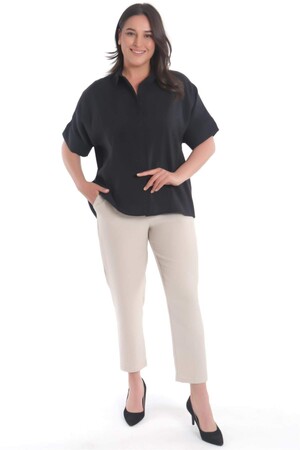 Plus Size Oversize Short Sleeve Black Shirt - 2