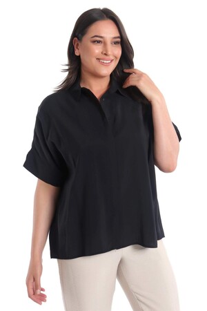 Plus Size Oversize Short Sleeve Black Shirt - 3