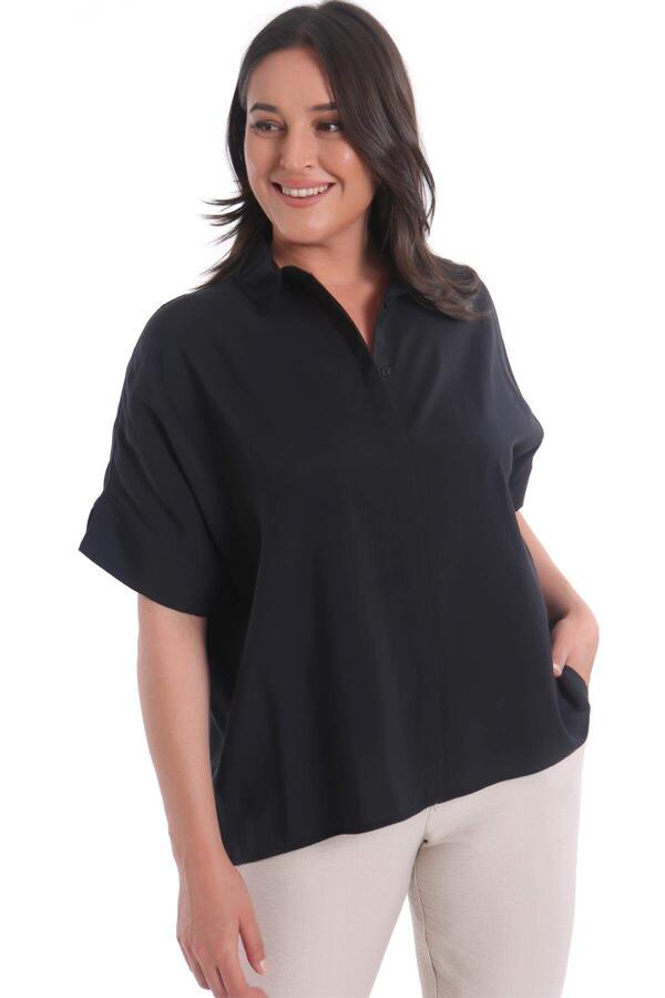 Plus Size Oversize Short Sleeve Black Shirt - 5