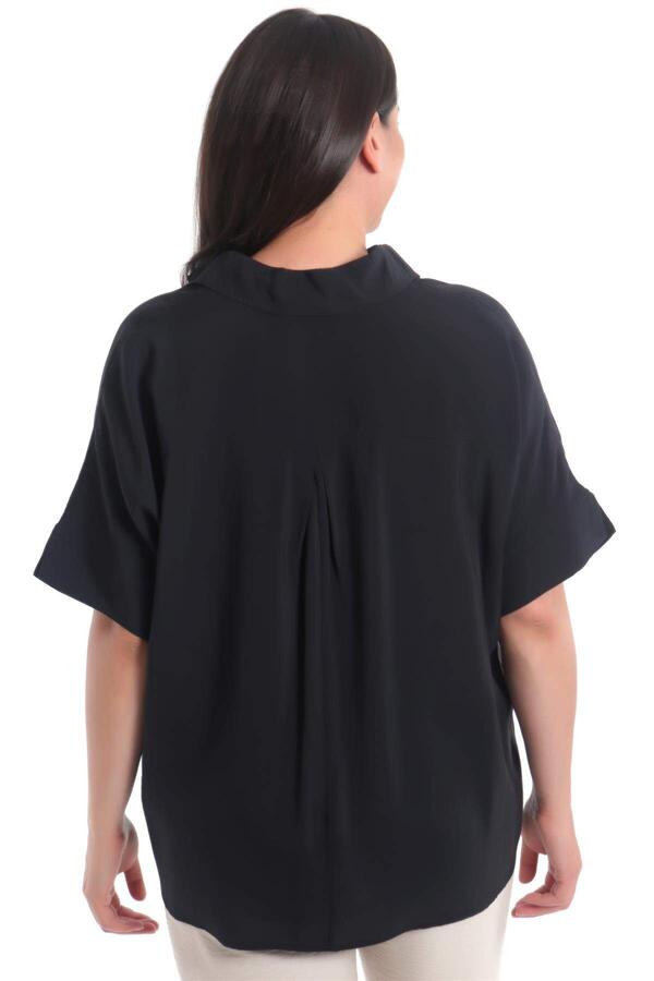 Plus Size Oversize Short Sleeve Black Shirt - 6