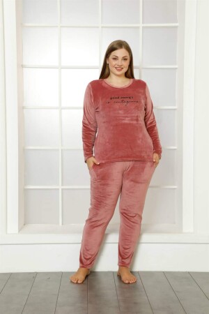 Plus Size Women's Velvet Pajama Set 9044 - 1