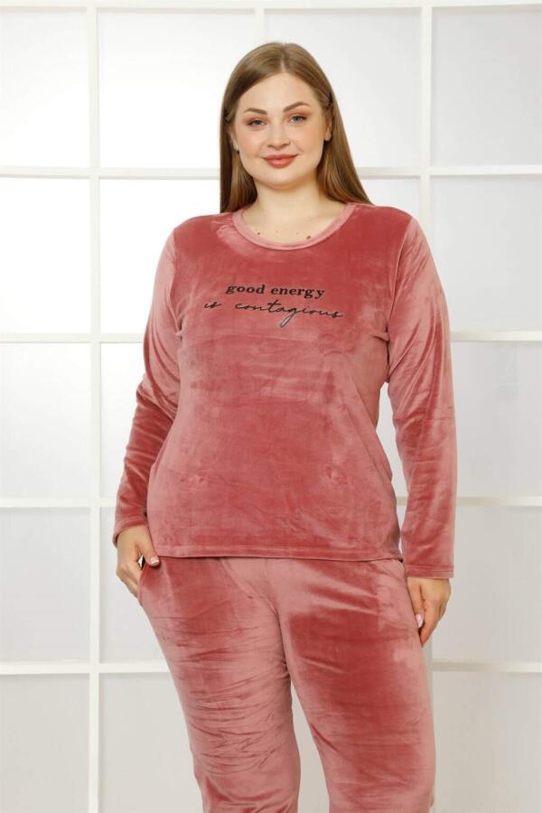 Plus Size Women's Velvet Pajama Set 9044 - 2