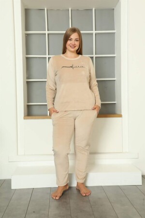 Plus Size Women's Velvet Pajama Set 9073 - 1