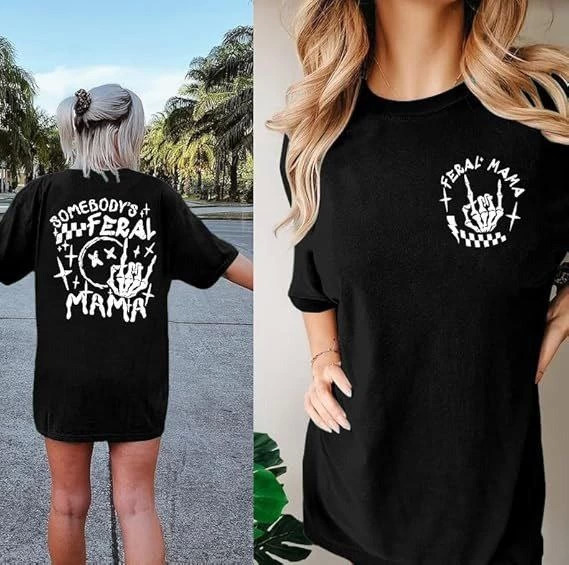 Bisiklet Yaka Baskılı T-shirt - Siyah - 2