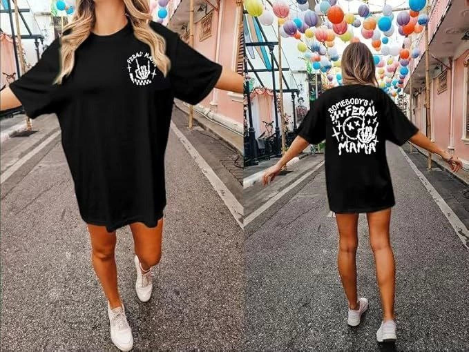 Bisiklet Yaka Baskılı T-shirt - Siyah - 4