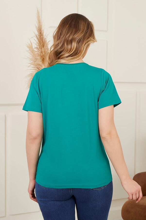 Bisiklet Yaka Büyük Beden Benetton Tişört - 5